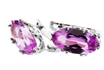 Plata de ley 925 Amatista Pendientes Vintage vec021s